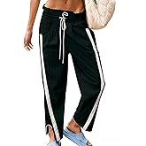 MOONICAT Track Pants Women Barrel Pants Baggy Wide Leg Drawstring Elastic Casual Workout Y2K Contrast Color Pant Pant
