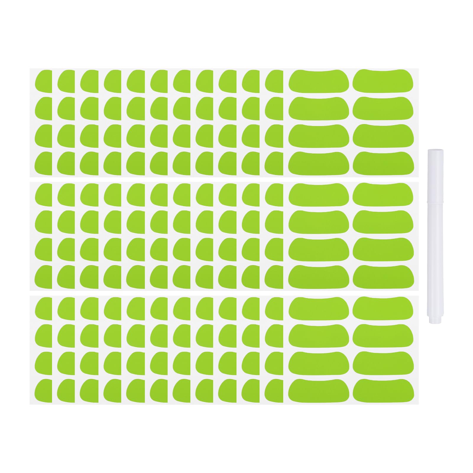 PATIKIL 144 Pairs Sports Eye Black Stickers, Under Eye Black Strips Football Face Stickers Breathable Eyeblack Sticker with 1 Pcs White Pencil for Baseball Fans on Game Day, Light Green