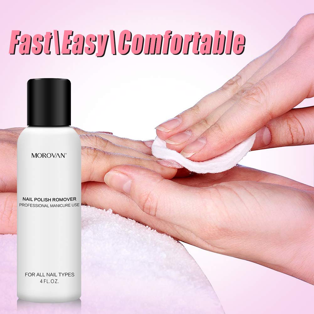 Professional Nail Gel Remover - Rose Formula - Morovan Nail Polish Remover Non-Acetone Liquid Moisturizing Conditioner Essential Oil Vegan Remove Soak-Off Glitter Gel Acrylic Dip Nails (4oz / 120ml) : Beauty