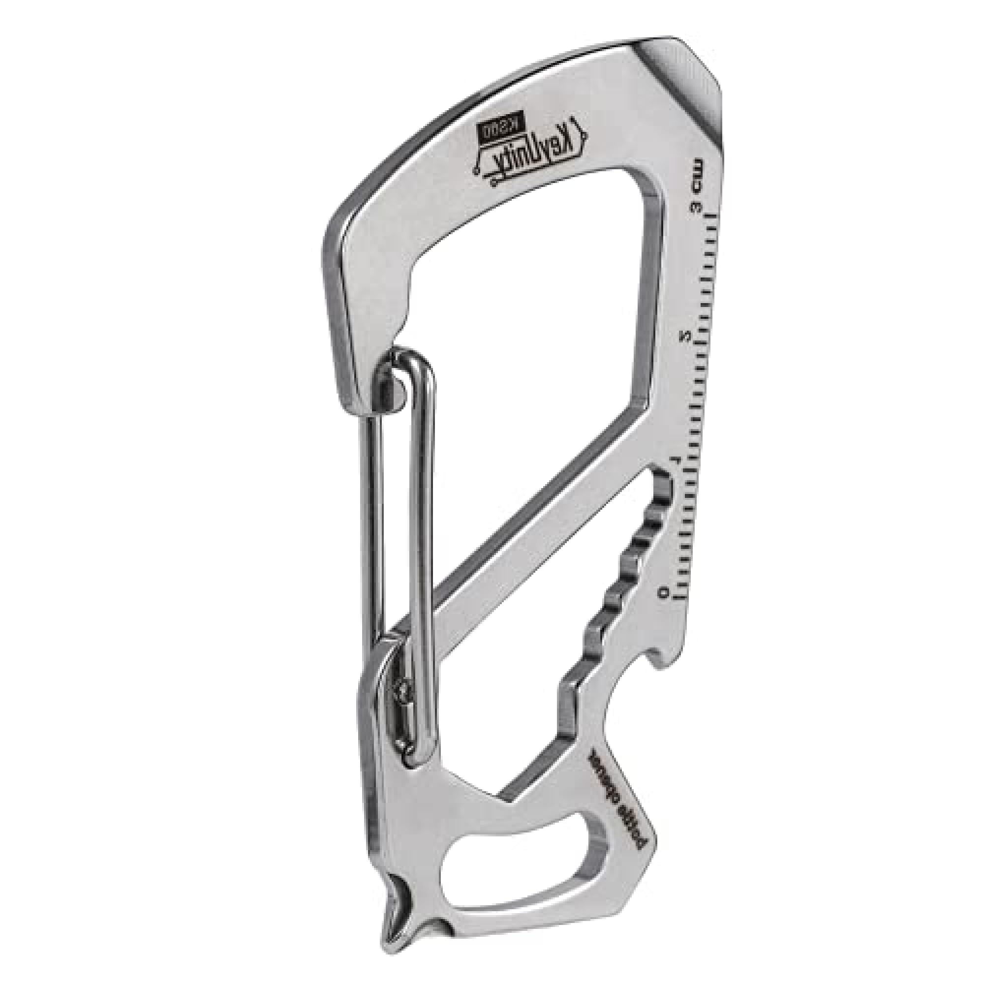 KeyUnity KS00 Keyring Carabiner Clip, Stainless Steel Carabiner Multi-Tool Key Holder, 7 in 1,Keychain Mini Bottle Opener, Keyring Multitool for Men and Women