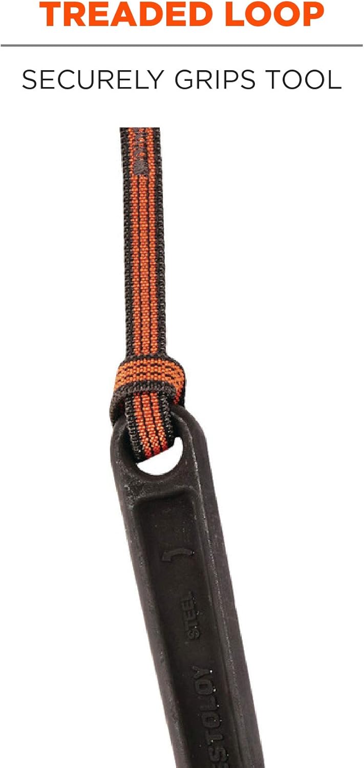 Ergodyne Squids 3100F(x) Tool Lanyard, Shock Absorbing with Self-Locking Carabiner and Loop End, Tool Weight Capacity 10lbs - - 