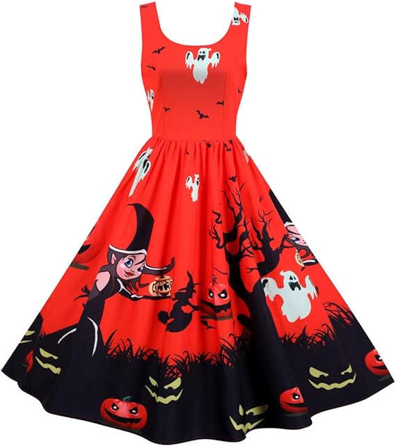 Amazon Co Jp ハロウィンドレス パーティードレス コスチューム 大人 レディース スイングワンピース レトロ 1950s フォーマル プリンセスドレス 膝丈 ノースリーブ Aライン フレアスカート ハイウエスト コスプレ衣装 ステージ衣装 結婚式 お呼ばれ プレゼント 服