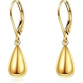 Gold Teardrop Earrings 10k Gold Leverback Drop Earrings Classical Dangle Errings Jewelry Christmas Gifts For Women