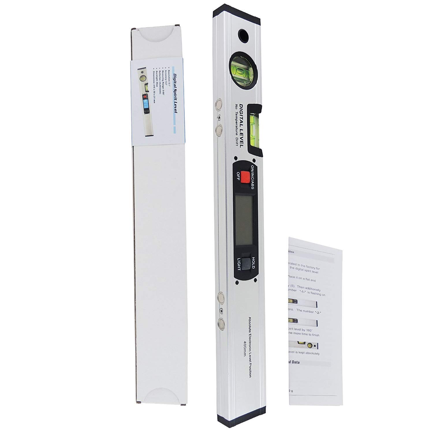 Level Digital,Gocheer 415mm Digital Spirit Level,Digital inclinometer, Upright Magnetic Bottom, 416mm Length with LCD Display, 2 The Bubble Block, 4 Strong Integrated Magnets