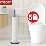 niffgaff Freestanding Toilet Roll Holder Stand, Stainless Steel, Black Finish view 2
