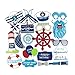 PAPER JAZZ 21 pcs Ahoy boy Nautical Party Photo Booth Props Mustaches Signs Sailor Hats Baby Boy Birthday Cruise Ship Party Supplies (AHOY BOY)