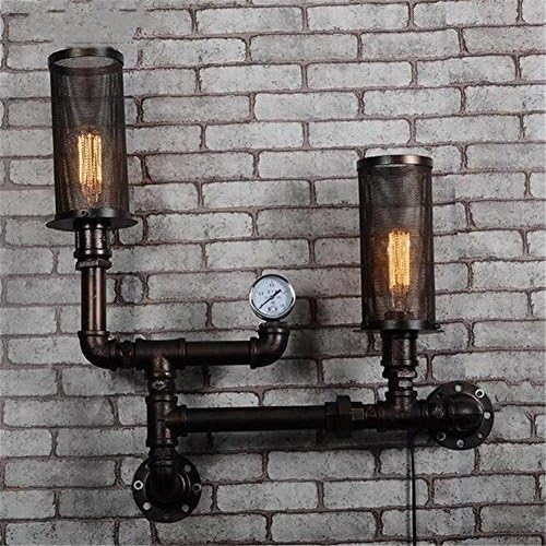 Vintage Industrial Wall Sconce Wall Light Lamp Wrought Iron Water Pipes 2 Lights With E27 Socket For Living Room Bedroom Decoration (220V, Bulbs Not Included)