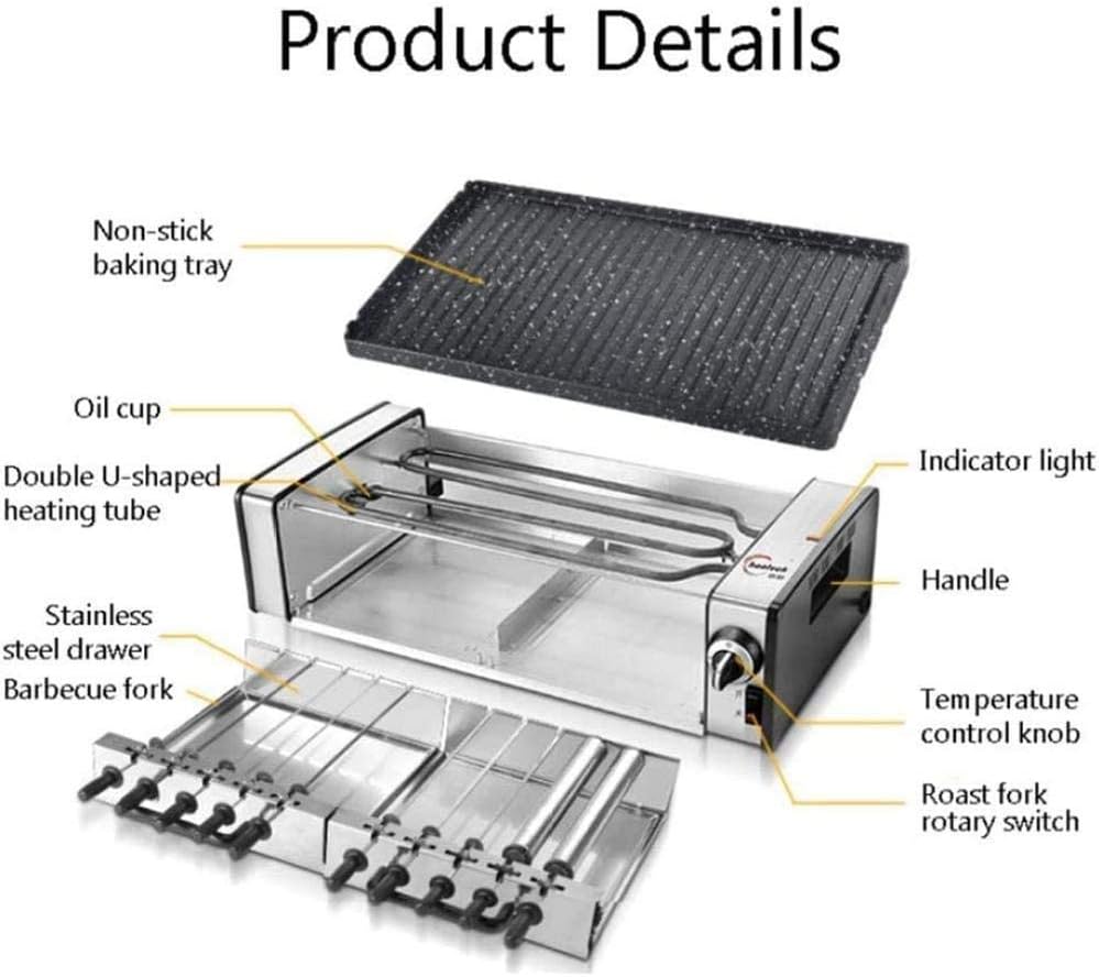 review Household Electric Barbecue BBQ, with 360-Degree Rotation Compact and Exquisite Suitable Can accommodate 2 to 4 People for Picnics Camping Indoor and Outdoor Parties (Smokefree Grill)
