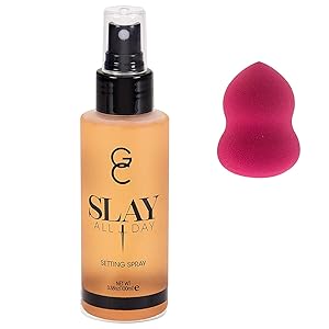 GC Make Up Setting Spray - Gerard Cosmetics Slay All Day Peach - OIL CONTROL Spray - 3.38oz (100ml) Comes With 1 Lianna Beauty Blender