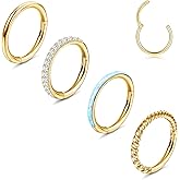 Jstyle 14G Belly Button Ring 316L Surgical Steel Belly Rings Hoop for Women Clear CZ Opal Clicker Hoop Belly Button Rings Gold Silver Small Navel Belly Body Piercing Jewelry 8mm 10mm 12mm