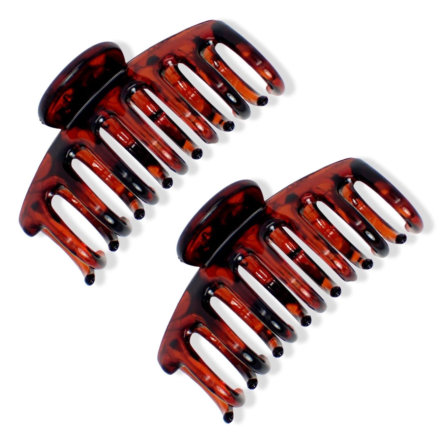 Topkids Accessories 2x 6cm/2.4" Small Mini Hair Claw Clips Hair Clips Women Clips for Hair Claw Grip Hair Clip Hair Claws Hair Claw Clip for All Hair Types Thick and Fine Hair 2pc (Tort Brown)