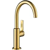 KRAUS Oletto Single Handle Kitchen Bar Faucet in Brushed Brass, KPF-2822BB