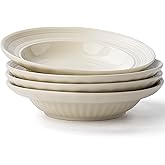 OniAnt Pasta Bowls Set of 4, Ceramic 8 inch Salad Bowl, 18oz Soup Bowls with Textured Wide Rim for Kitchen Restaurant Home Dining Serving, Microwave Dishwasher Oven Safe Dinnerware - Beige