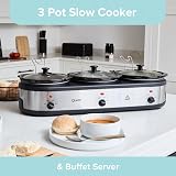 Quest Triple Slow Cooker Buffet Server 7.5L 3 x 2.5L Ceramic Pots view 3