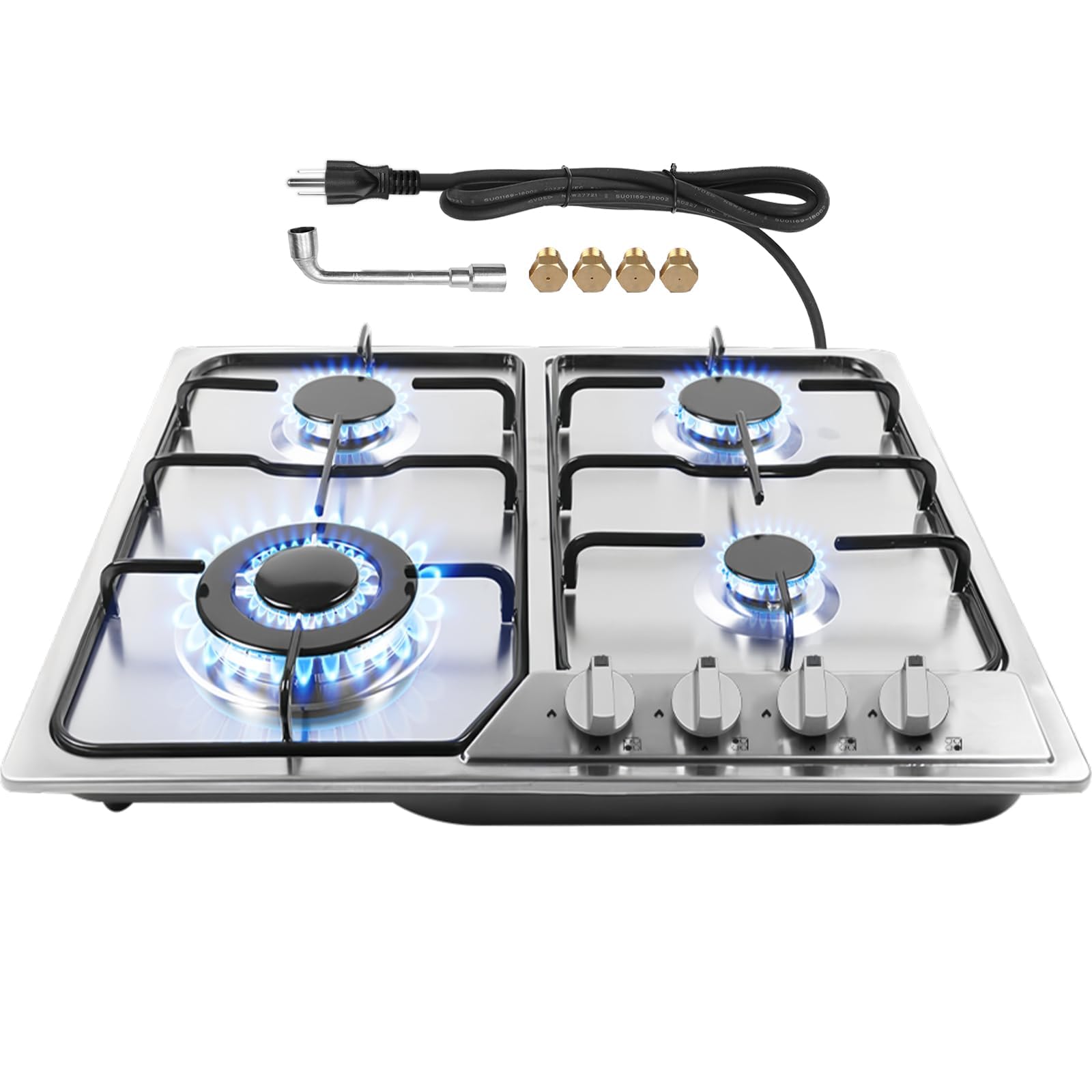 Photo 1 of Graceall 24in Gas Stove Cooktop, Drop-in 24inch Gas Stove Top 4 Burners, NG/LPG Convertible Neutral Gas Propane Cooktop Gas Hob with Thermocouple Protection