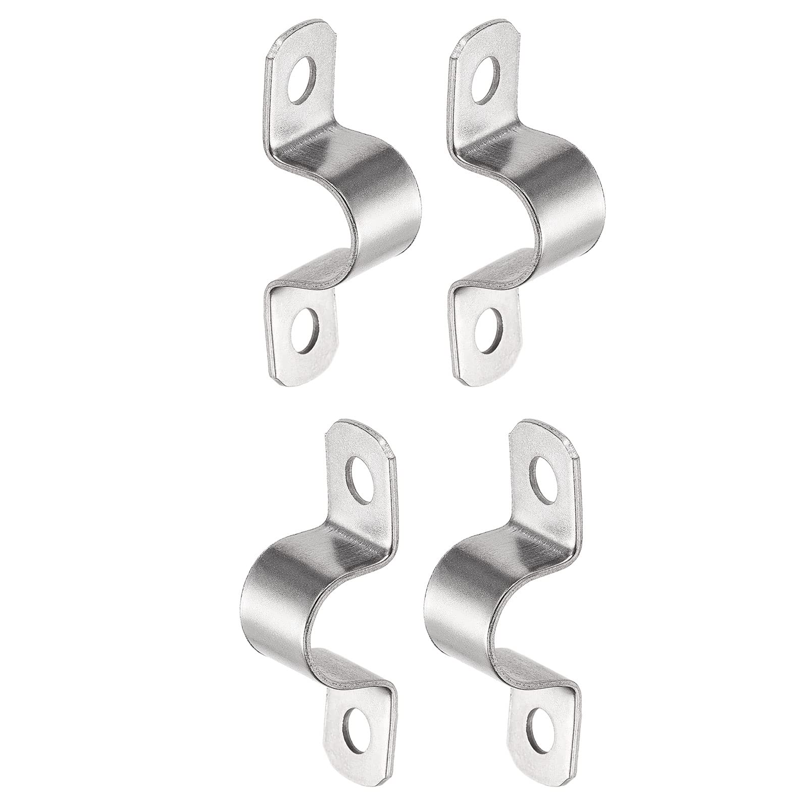 DTGN 20mm(W) Two Hole Strap - 4Pack - Good for Industrial 20mm Dia Pipe Fixing - 304 Stainless Steel Rigid Pipe Strap Clamp - Silver Tone