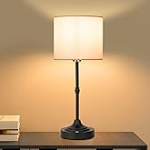 JHWDHD Cordless Touch Table Lamp for Bedroom, 5200mAh Rechargeable Battery Operated Nightstand Light with Fabric Shade, Stepl