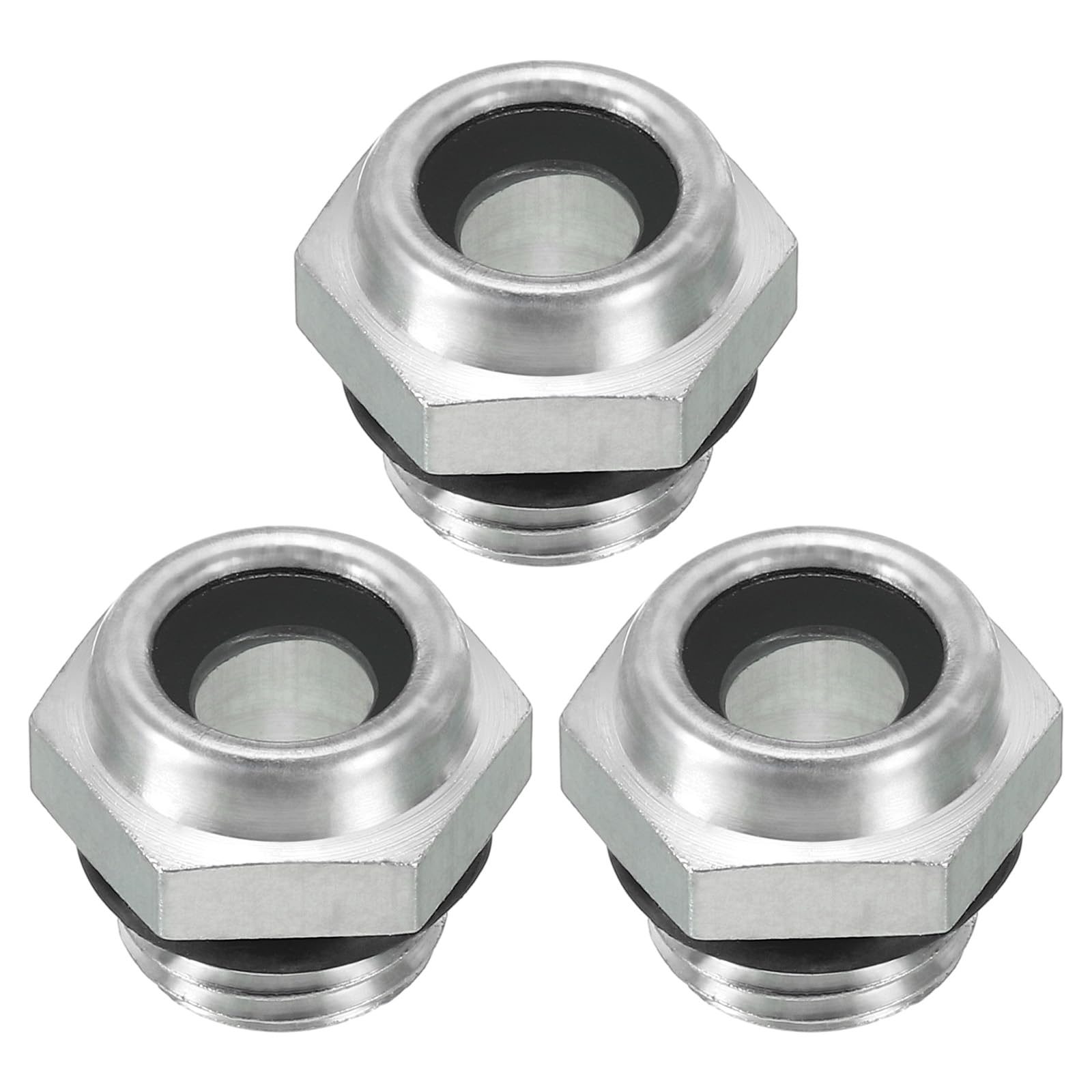 PATIKIL 3 Pack Air Compressor Oil Sight Glass, G 1/4" Male Thread Aluminum Alloy Oil Liquid Level Gauge Pack Air Compressor Parts with O-Ring