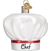 Old World Christmas Chef's Hat Glass Blown Ornament for Christmas Tree, Handcrafted Holiday Decoration, Kitchen - Chef Collection