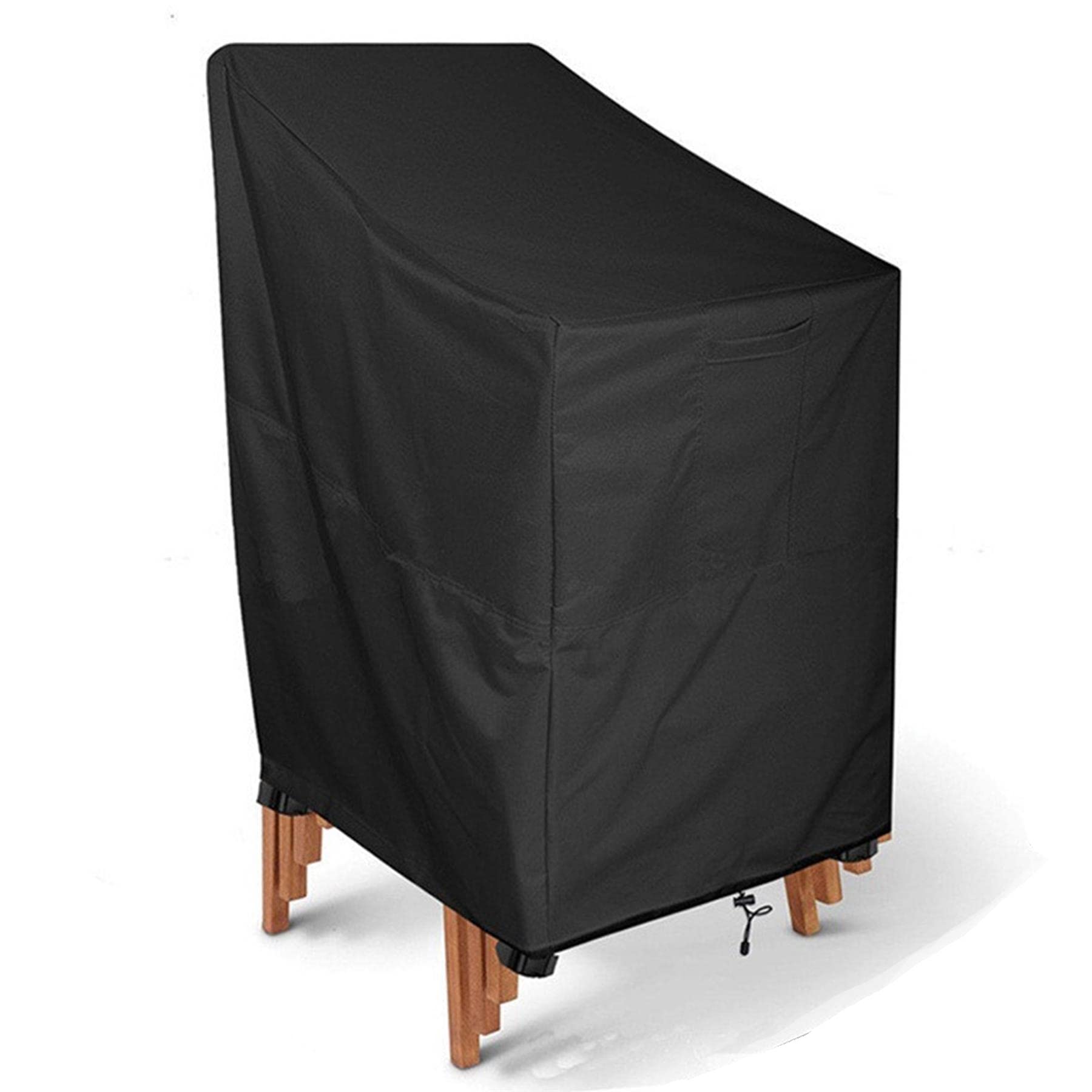 Dapetz ® Garden Stacking Chair Cover Water Repellent Windproof Anti UV 420D Polyester Reclining Garden Deck Chair Covers 65x75x85/120cm Black