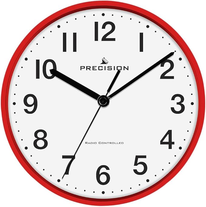 Precision Radio Controlled Wall Clock Red Amazon.co.uk Kitchen & Home