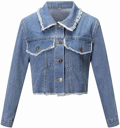 cropped stretch denim jacket