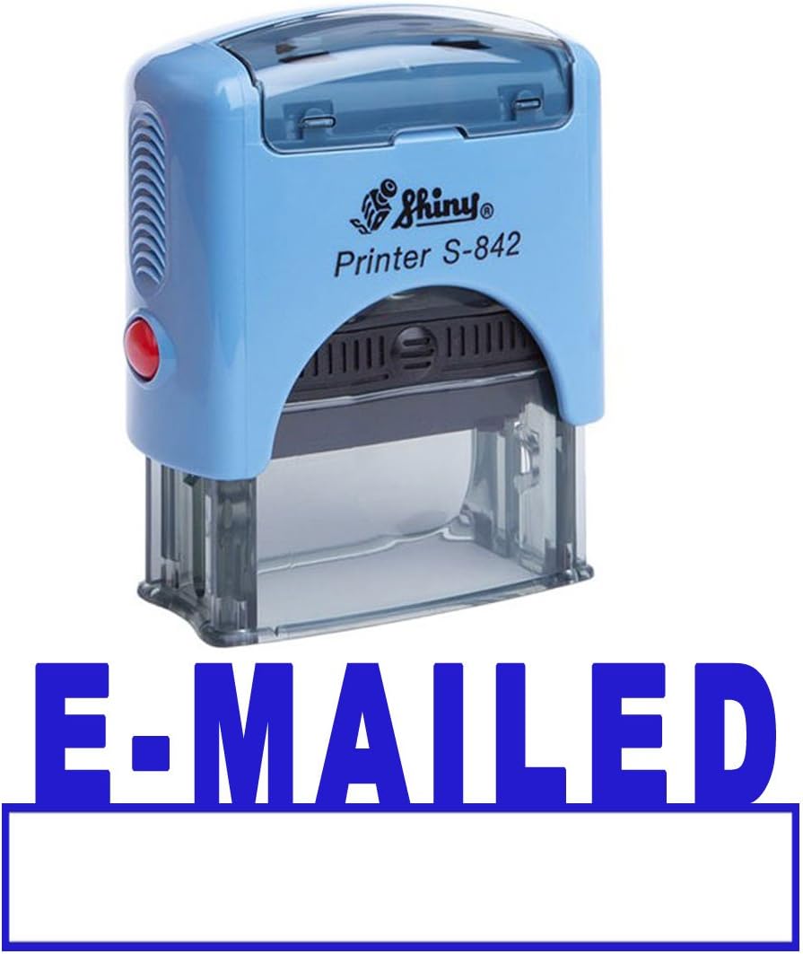 Printtoo E-MAILED Self Inking Rubber Stamp Custom Shiny Office Stationery Stamp, Blue Ink