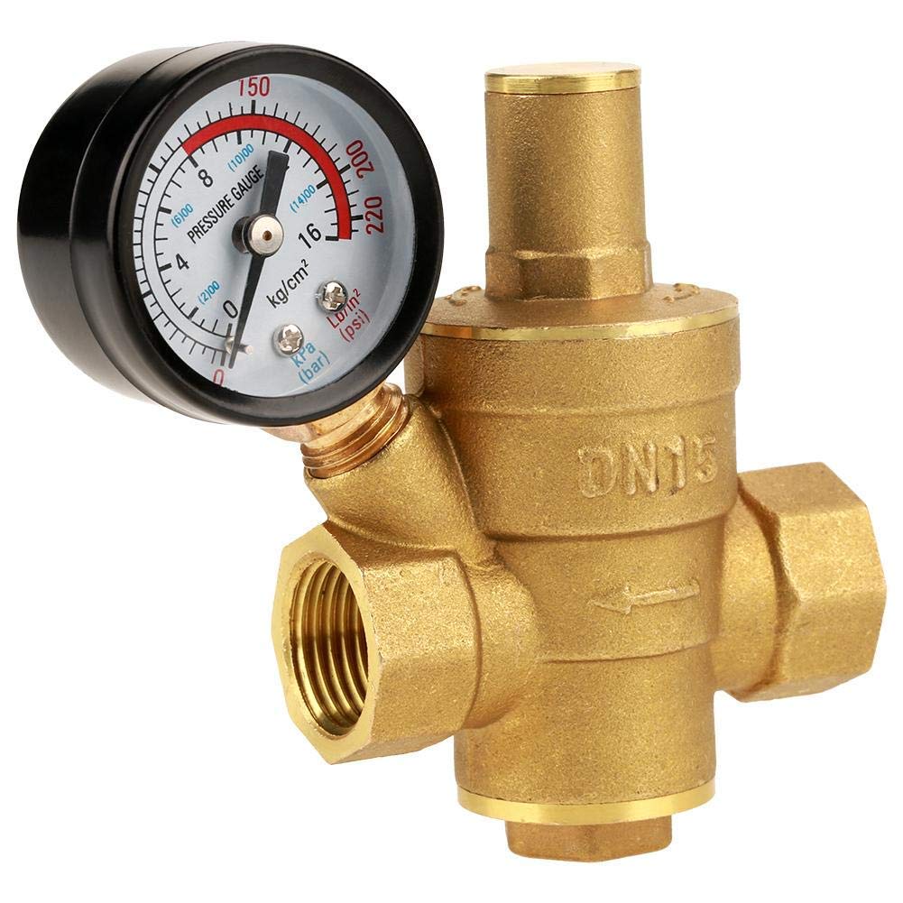 Photo 1 of RV Water Pressure Regulator Water Pressure Gauge Water Pressure Regulator, Adjustable Dn15 Brass RV Water Pressure Regulator With Gauge Reducer, Gauge Meter
