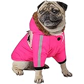 Queenmore Warm Dog Winter Coat, Cold Weather Waterproof Snow Jacket with Reflective Hoodie, Long Sleeves for Small to Large Dogs