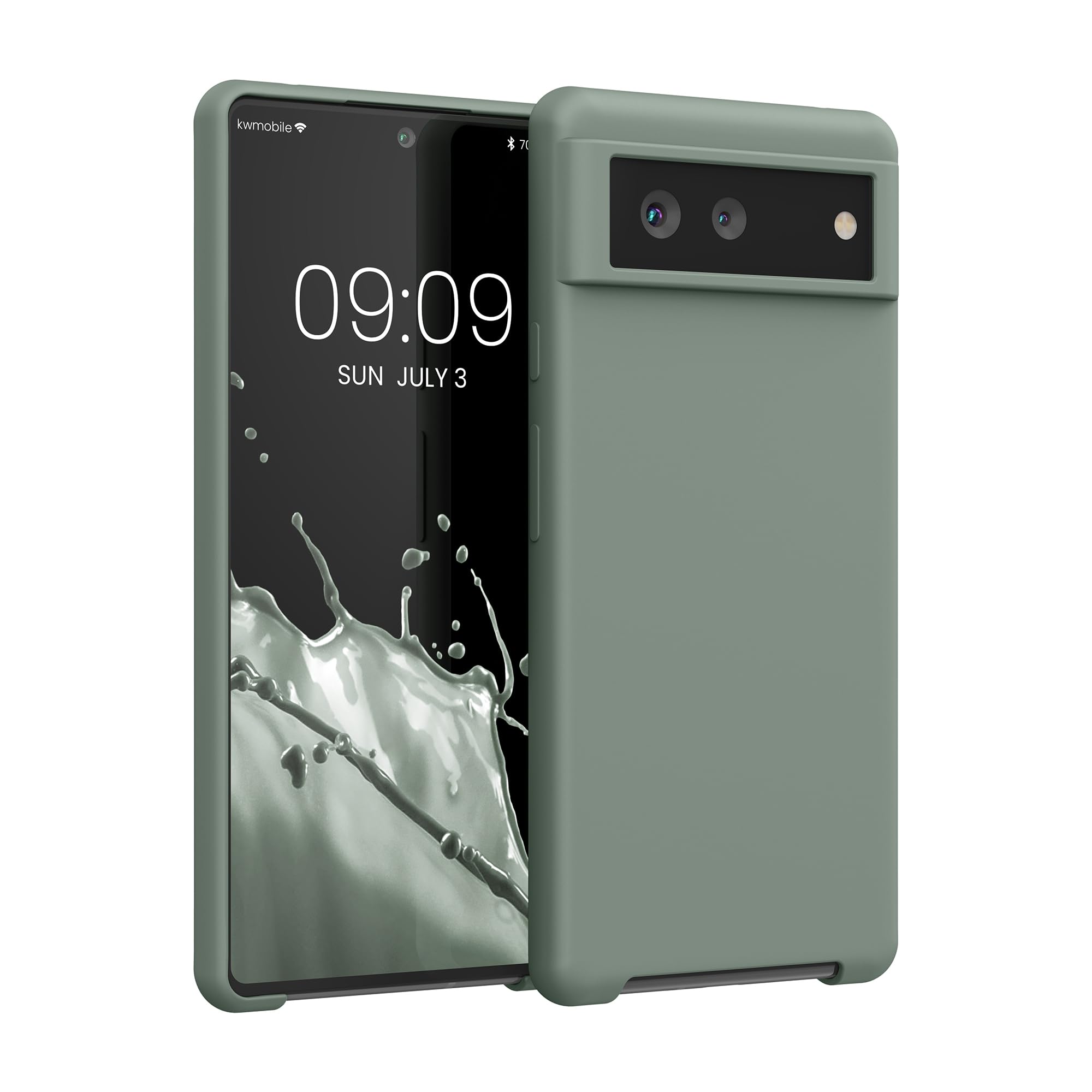 kwmobile Case for Google Pixel 6 Case - Soft Cover - Shockproof Silicone - Wireless Charging Rainwashed Green โ image 1