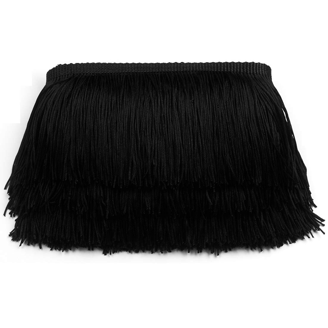 Fringe Trim Lace Polyerter Fibre Tassel 4 inch（″） Wide 10 Yards Long for Clothes Accessories and Latin Wedding Dress and DIY Lamp Shade Decoration Black White Red Gold Blue Pink Grey (Black, 4 inch)