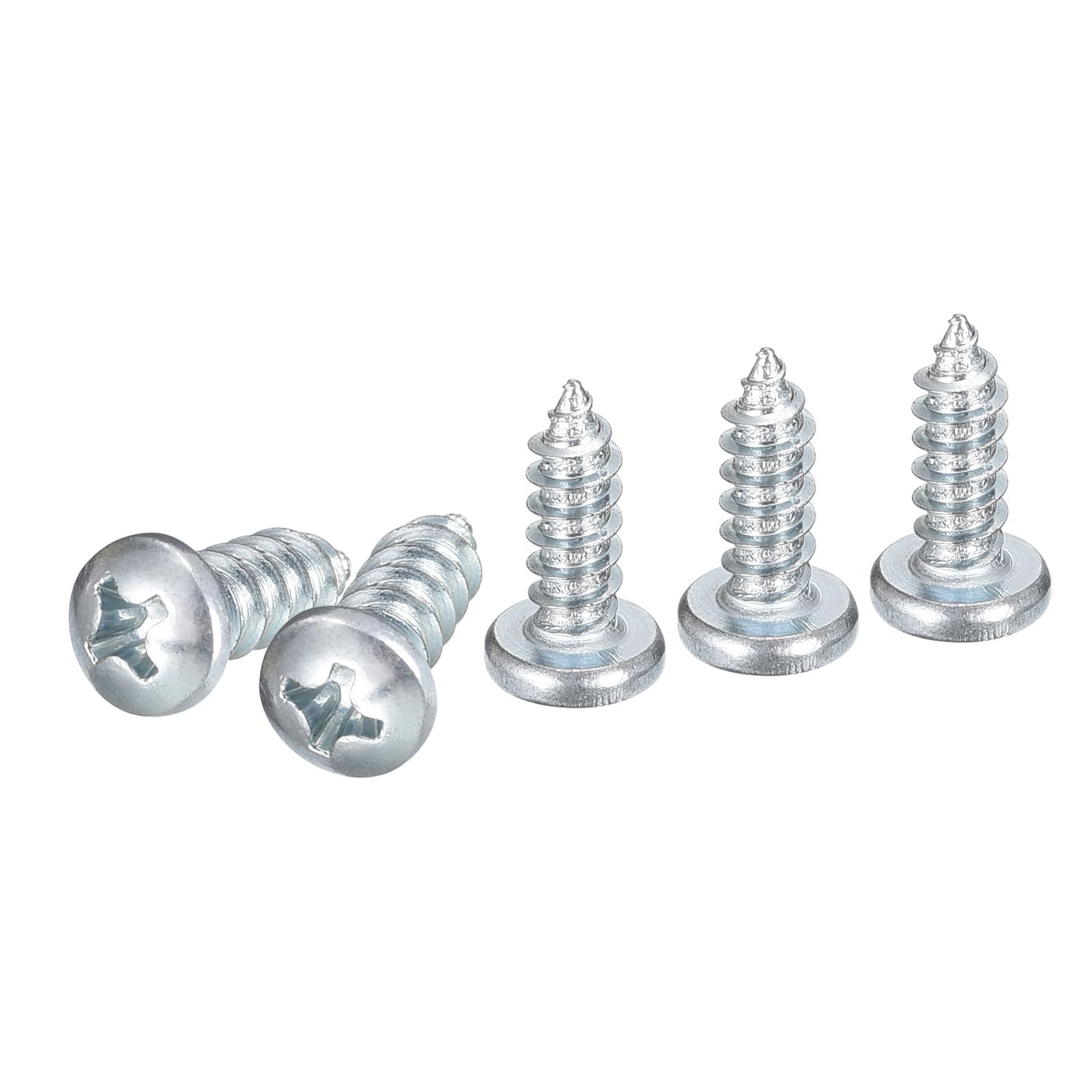 DTGN #6x1/2" Phillips Pan Head Self-tapping Screw - 100Pack - Zinc Plated Carbon Steel Sheet Metal Screws Wood Screws