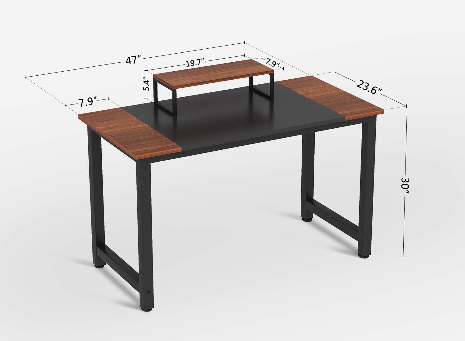 CubiCubi Computer Office Small Desk 47", Study Writing Table, Modern Simple Style PC Desk with Splice Board, Black and Espresso: Kitchen & Dining