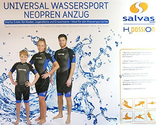 Salvas Universal Wetsuit Watersports Wetsuit – H2PASSION for Children, Teenagers and Adult Surfing Shorty Wetsuit 3 mm Watersports Tracksuit Neioren – suitable for hot & cold water, Size S/M – 50