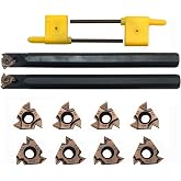 Zouzmin Lather Threading Tool Bit Set External Internal Threading Boring Bars Turning Tool Holders with 11IR AG60 16ER 16IR AG60 Carbide Threading Inserts (2pcs Boring Bars + 16ER IR AG60)