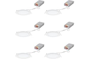 Juno LED Recessed Lights 6 Inch Round Wafer Downlight, 5-in-1 Switchable White Color Temperature, 120 Volts, 6-Inch Ultra-Thin Flat Trim, Matte White, 6-Pack (WF6 SWW5 90CRI CP6 MW M2)