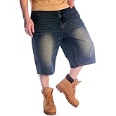 Enrica Men's Baggy Jorts Casual Loose Fit Hip Hop Skateboard Denim Shorts