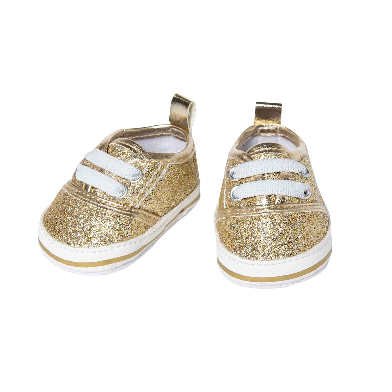 Heless 146 - Glitter Dolls Trainers in Gold Size 38-45 cm Chic Footwear with Wow Effect for Special Occasions
