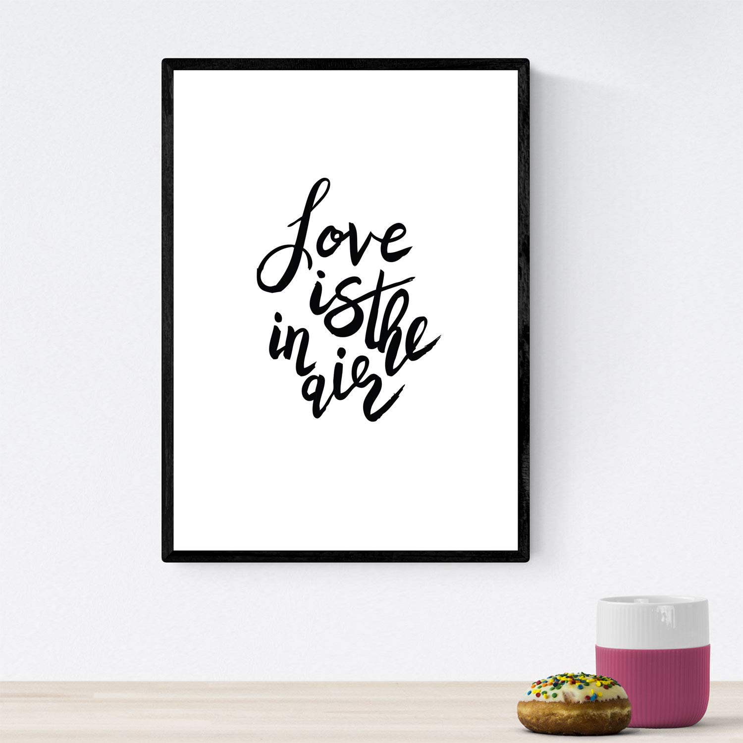 Nacnic Print with happy blank messages and negro.Poster 'Love Is In The Air' for framing. A3 size unframed