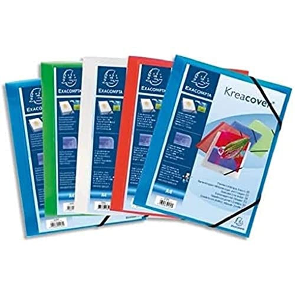 Exacompta - Ref. 55189E - 1 Kreacover elastic folder - pocket with 3 flaps - in translucent polypropylene - dimensions 24 x 32 cm for A4 format documents - random color