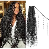 Boho Faux Locs Crochet Hair 30 Inch Soft crochet hair for black women | 8 Packs,Goddess Locs,Pre-Looped, Lightweight &amp; Soft, Curly Ends,Long Bohemian River Locs, Festival &amp; Daily Wear(1B)