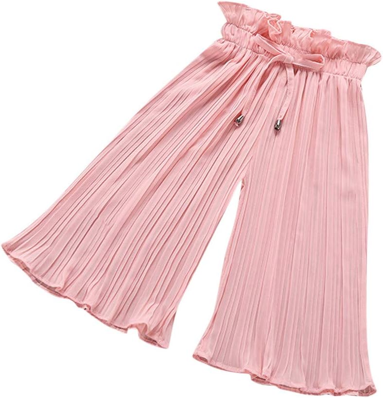 Mousmile Toddler Baby Girls Pants Summer Pleated Broom Trouser Drawstring Elastic Waist Wide Leg Loose Pant Dress