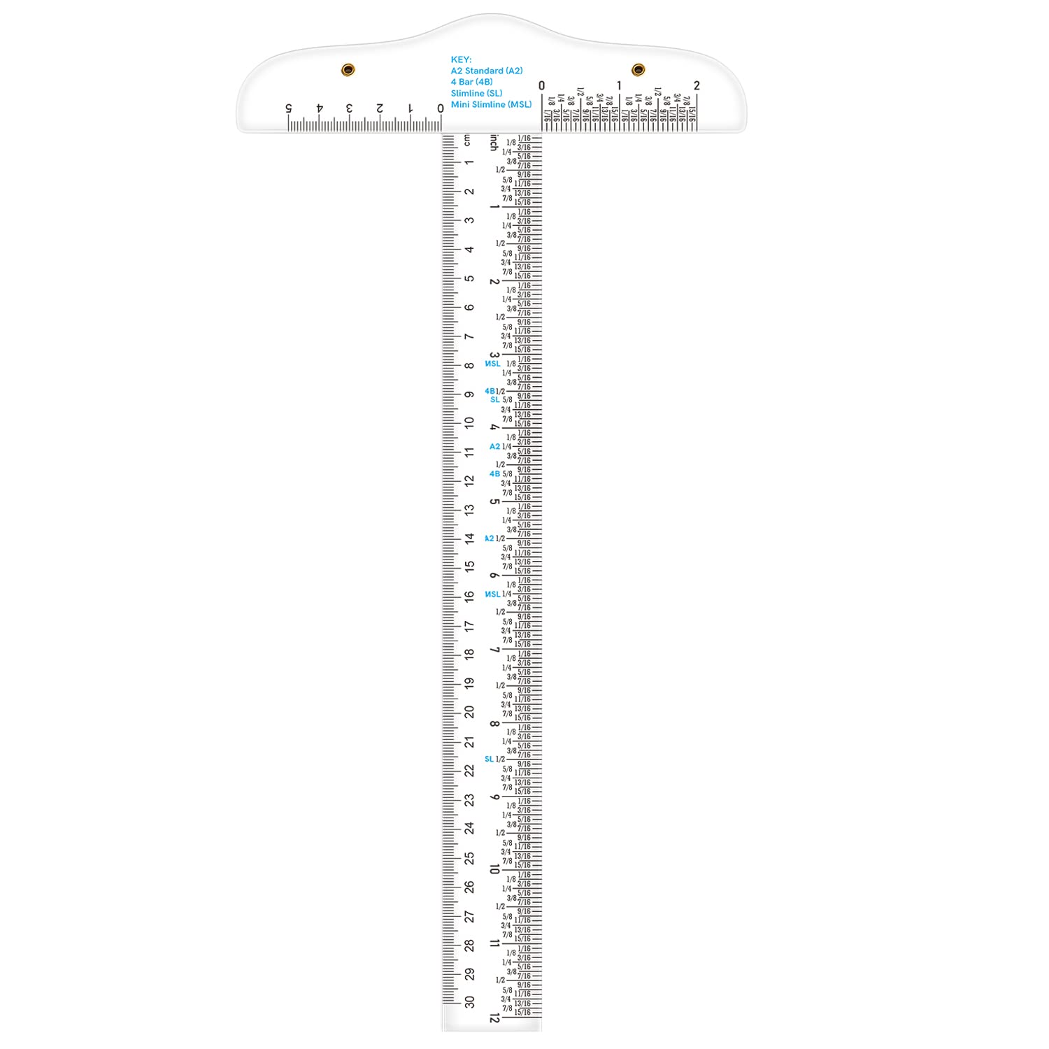 12 Inches/30cm Acrylic Clear T-Square Ruler, Inches and Metric, Transparent, for Crafting, Drafting, Art Framing & Scrapbooking