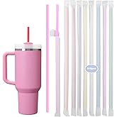 200Pcs Colorful Disposable Straws for 40 OZ Tumbler, Extra Long Straws Disposable for Stanley 30 Oz 40 Oz Tumbler, Straw Individually Wrapped for Tumblers, Iced Coffee, Milk, Juice, Home, Party Use