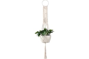 Cuttte Macrame Plant Hanger, Indoor Outdoor Hanging Planter Basket, Hanging Plant Holders, Decorative Macrame Hangers, 4 Legs 43.3 Inch, Cream Color, Boho Decor
