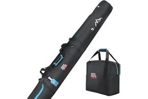 KEMIMOTO Ski Bag and Boot Bag Combo, Snowboard Bag Padded Ski Bags for Air Travel, Snow Ski Bags Fit Skis Up to 200cm, Ski Double Bag Combo