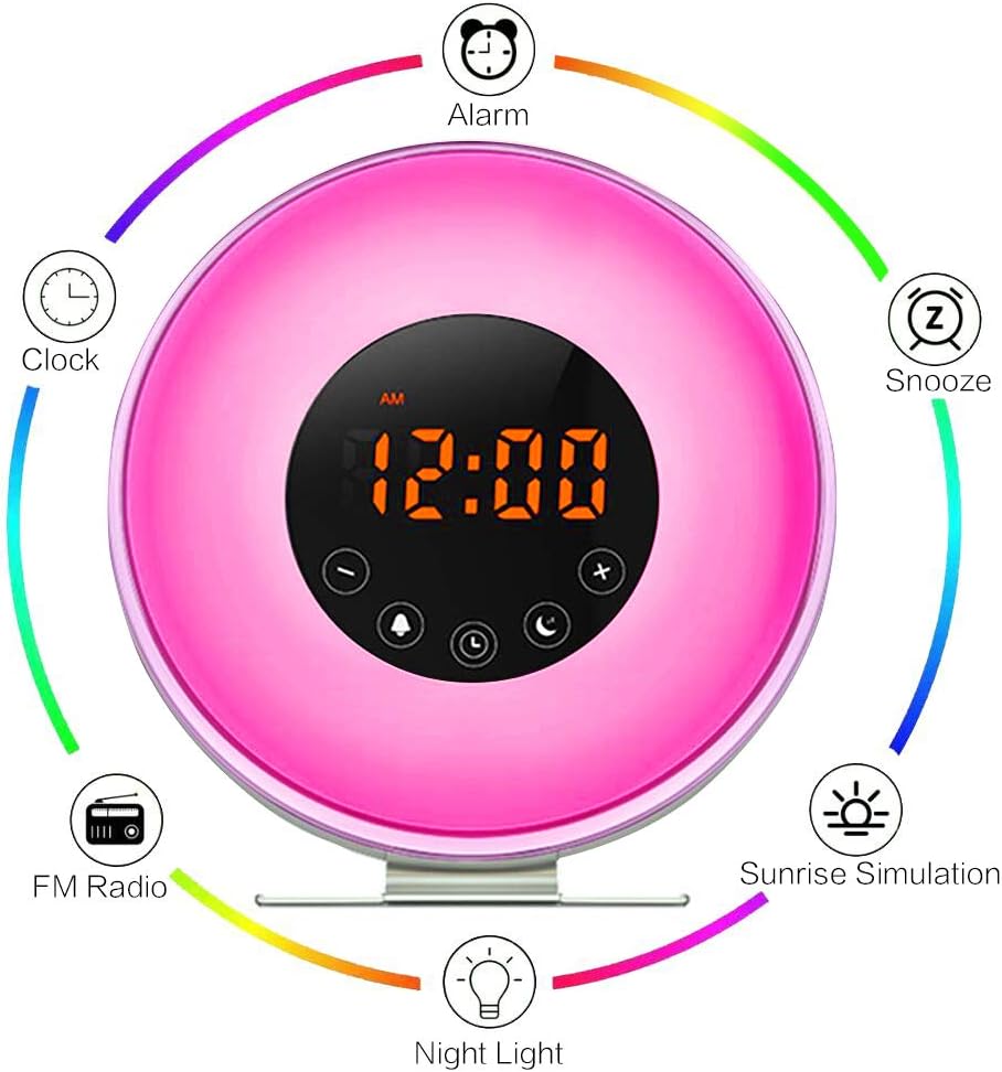 Aipker Wake Up Light, Sunrise Alarm Clock with FM Radio Snooze Function