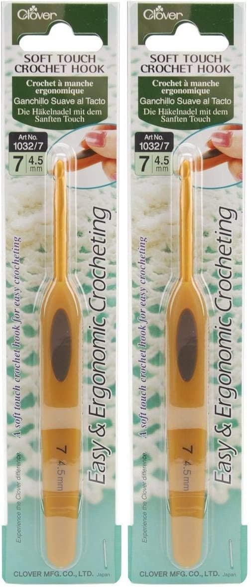 Clover Soft Touch Crochet Hook Size 7 4.5mm 1032/7 Pack of 2