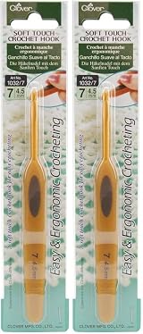 Clover Soft Touch Crochet Hook Size 7 4.5mm 1032/7 Pack of 2