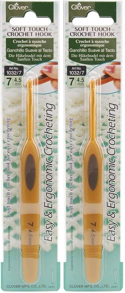 Clover Soft Touch Crochet Hook Size 7 4.5mm 1032/7 Pack of 2